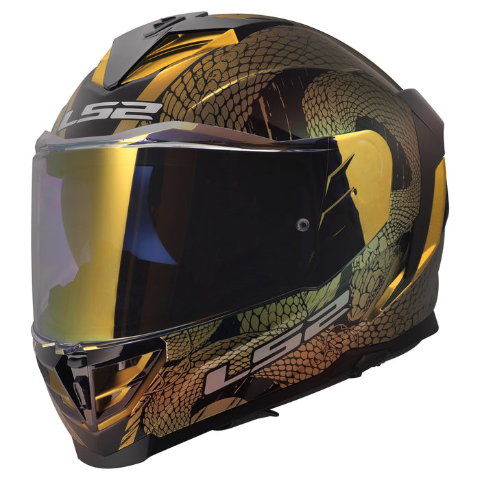 Helmet Assault III Snakebite Full Face Motorcycle Helmet with SunShield - Krome Black/Gold Product View
