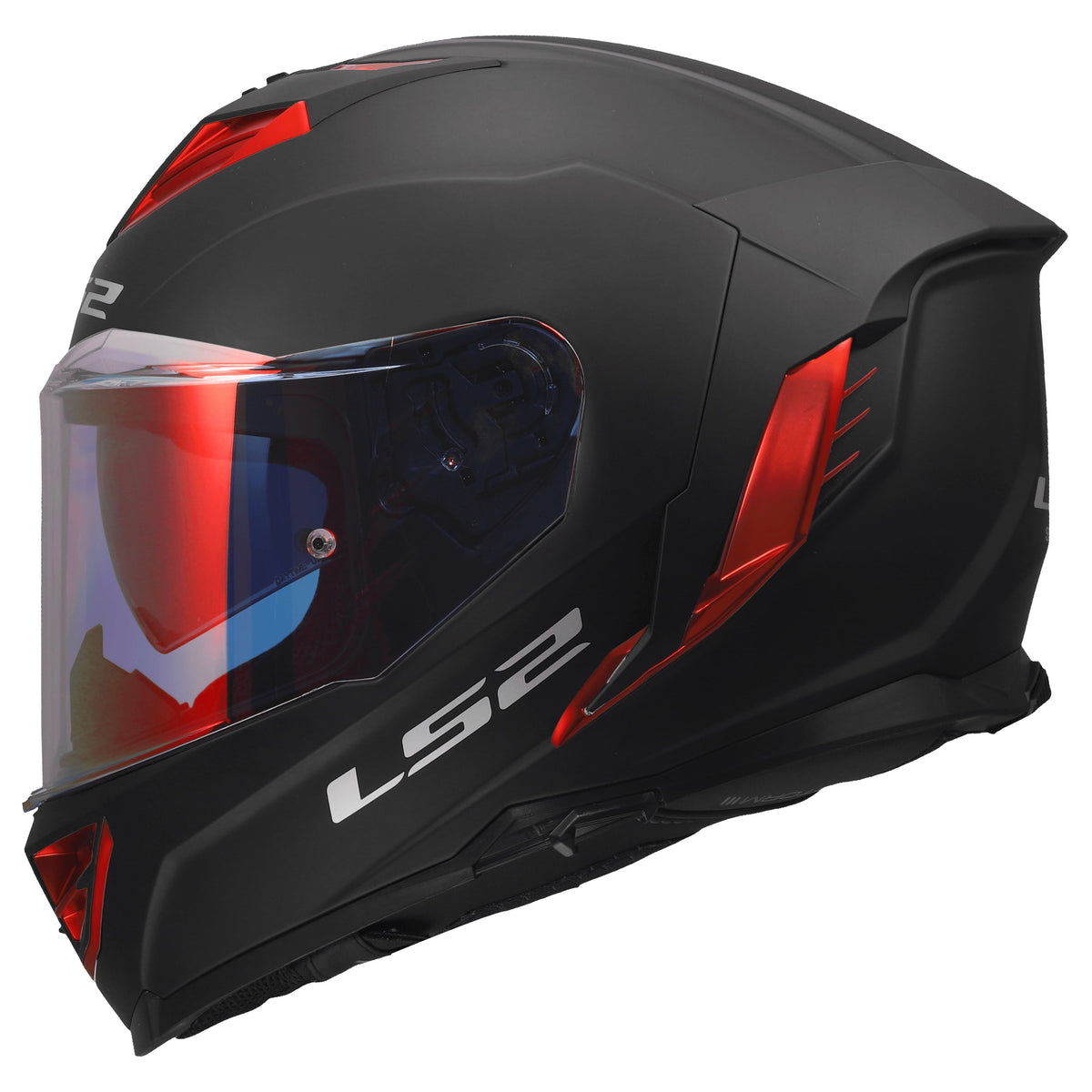 Helmet Assault III Solid Full Face Motorcycle Helmet with SunShield - Matte Black/Red Product View