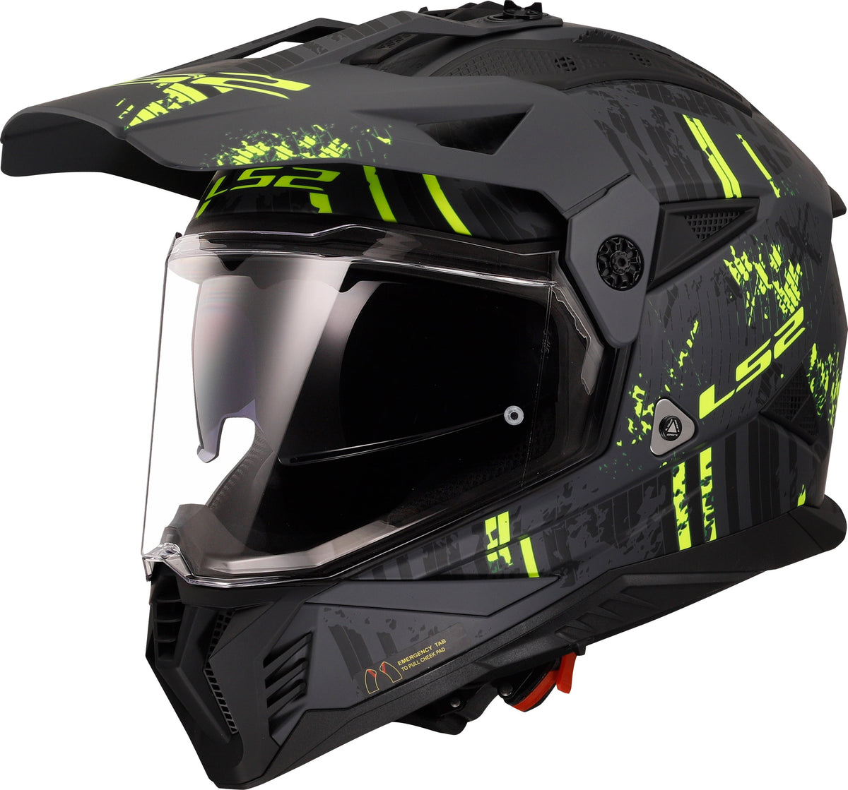 LS2 Blaze II Crazy Adventure Motorcycle Helmet with SunShield - Matte Black / Yellow