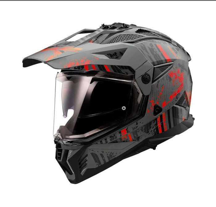 Blaze II Crazy Adventure Helmet with SunShield - Matte Dark Gray/Red Product View