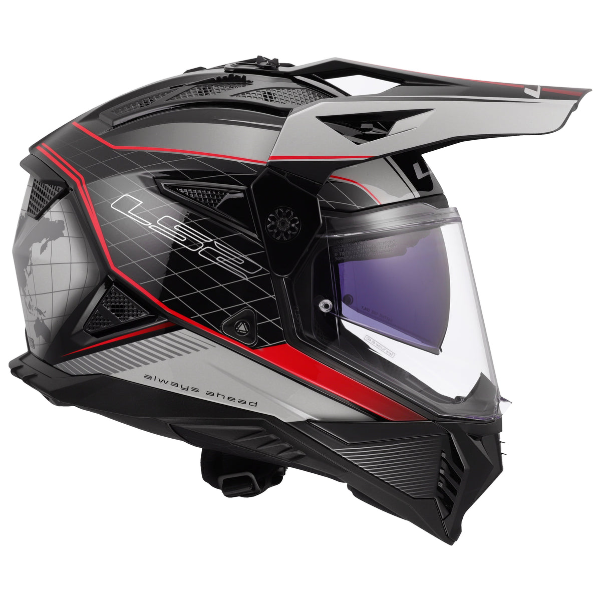 Blaze II 100th Meridian Adventure Helmet – Premium Safety & Ventilation in Gloss Black/Gray/Red Product View