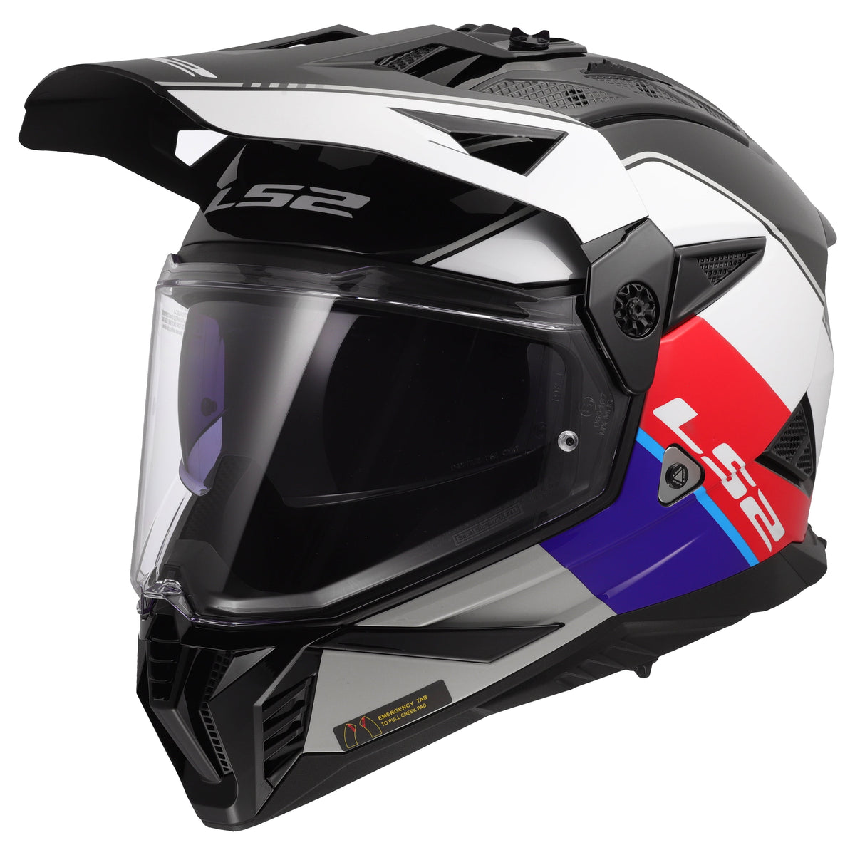 LS2 Blaze II Rally Adventure Motorcycle Helmet with SunShield - Gloss Red/White/Blue