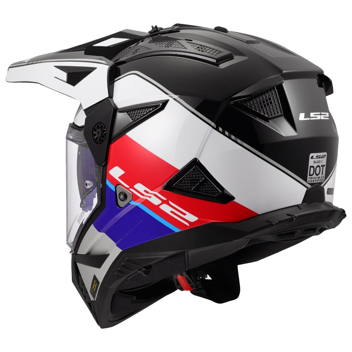 Blaze II Rally Adventure Helmet with SunShield - Gloss Red/White/Blue Product View