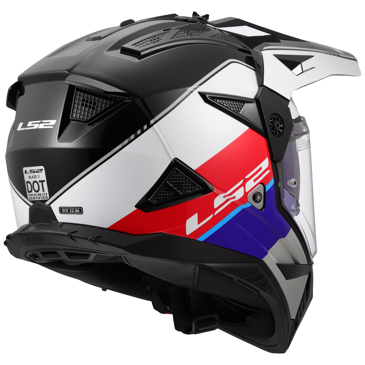 Blaze II Rally Adventure Helmet with SunShield - Gloss Red/White/Blue Product View