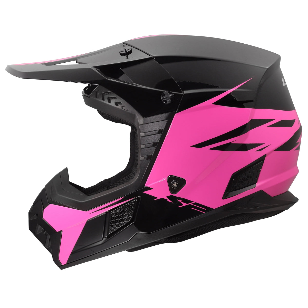 Coz Roar Motocross Helmet - Gloss Black/Pink Product View