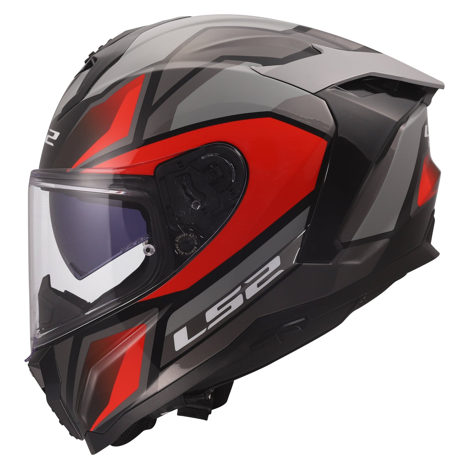 Challenger II Viper Full-Face Motorcycle Helmet with Integrated SunShield - Gloss Gray/Red Product View