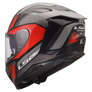 Challenger II Viper Full-Face Motorcycle Helmet with Integrated SunShield - Gloss Gray/Red