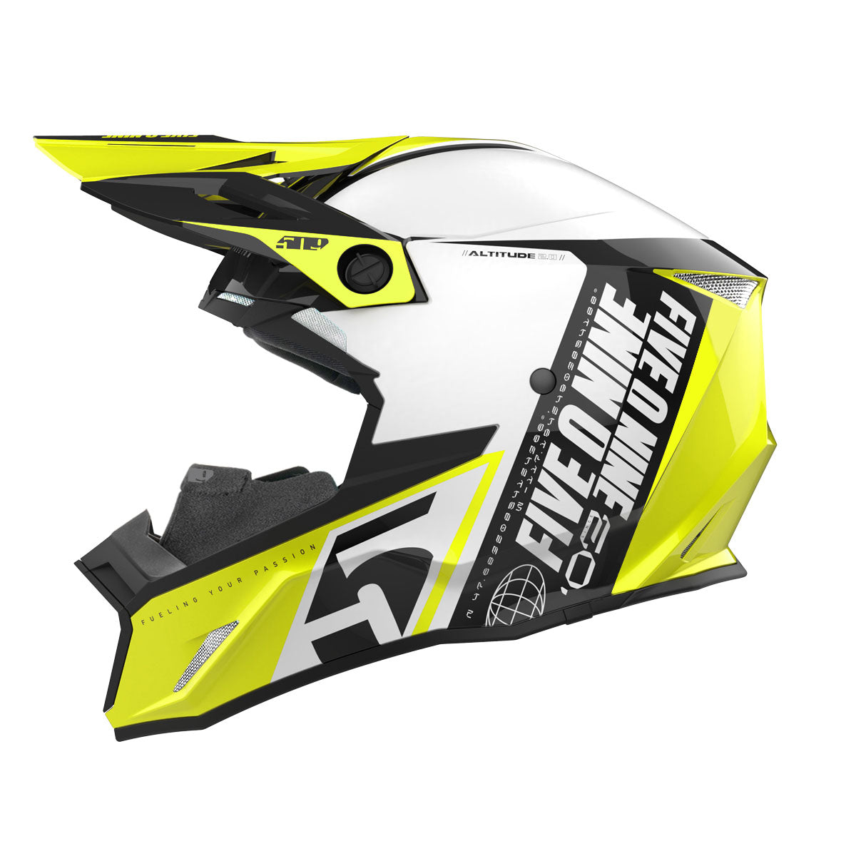 Side view of the 509 Altitude 2.0 Highlighter Helmet showing its high-visibility winter design.