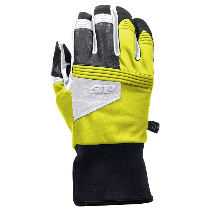 Close-up shot of the 509 Stoke Glove in the Highlighter color, highlighting the durable, water-resistant outer shell and reflective details. (Focus: Detail, Highlighter, Water-resistant)
