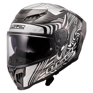 Dragon Carbon Enthum Full-Face Helmet with SunShield – Gloss Silver