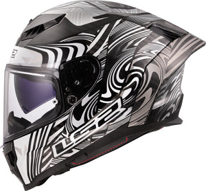 Dragon Carbon Enthum Full-Face Helmet with SunShield – Gloss Silver