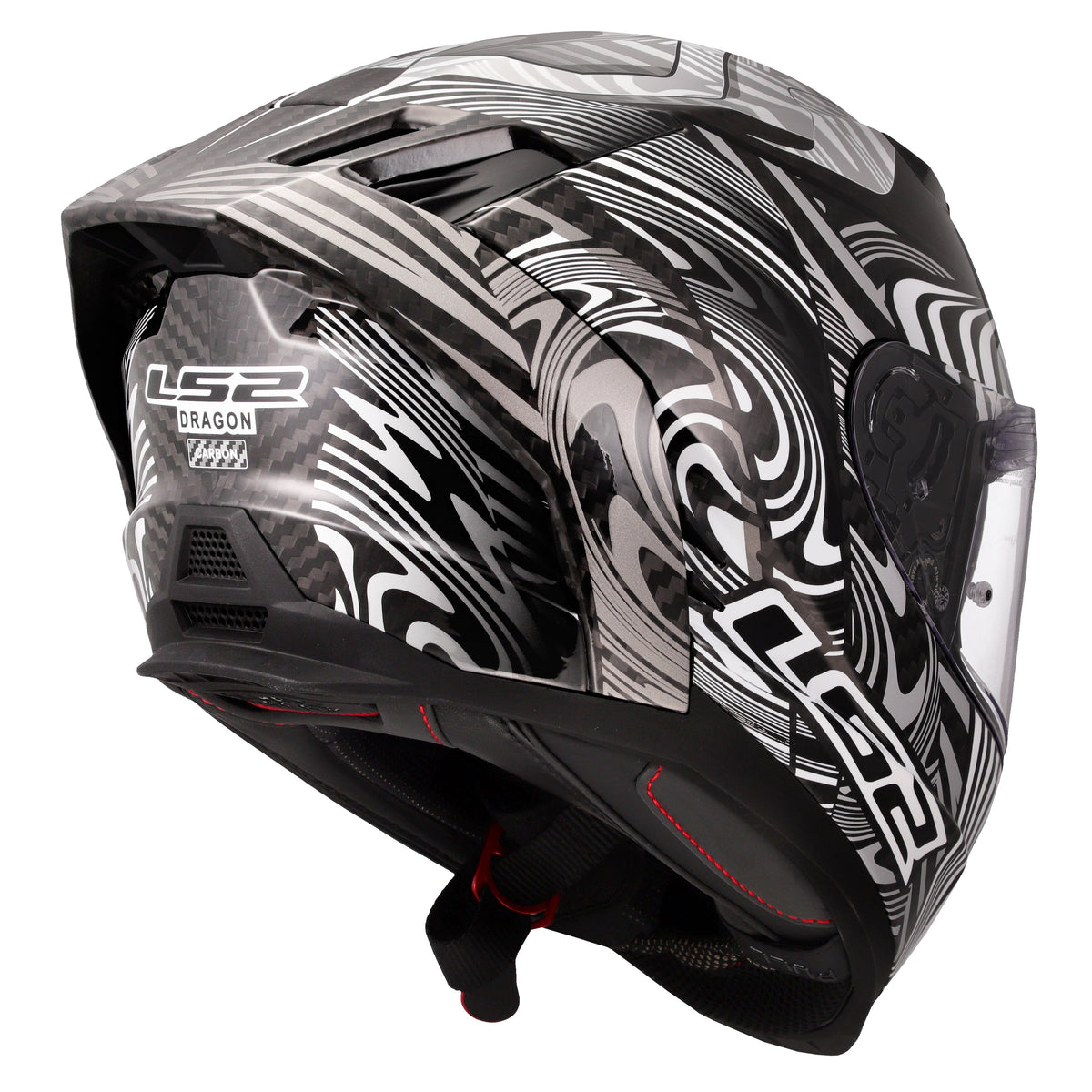 Dragon Carbon Enthum Full-Face Helmet with SunShield – Gloss Silver Product View