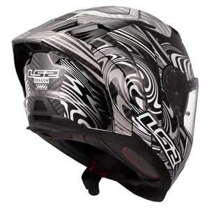 Dragon Carbon Enthum Full-Face Helmet with SunShield – Gloss Silver
