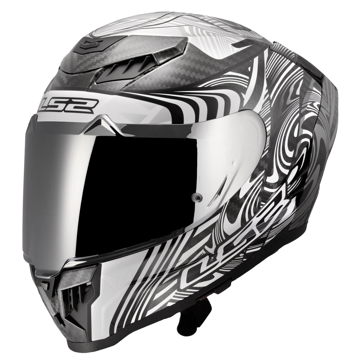 LS2 Dragon Carbon Enthum Full Face Motorcycle Helmet with SunShield - Gloss Silver