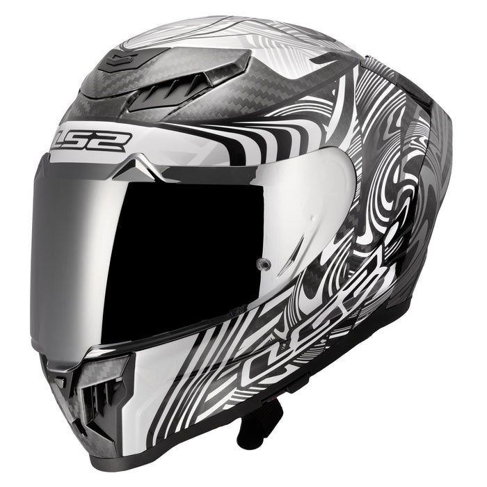 Dragon Carbon Enthum Full-Face Helmet with SunShield – Gloss Silver Product View