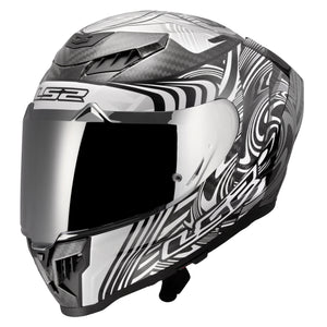Dragon Carbon Enthum Full-Face Helmet with SunShield – Gloss Silver