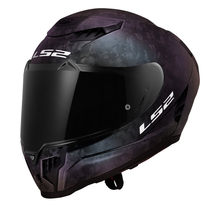 Dragon Carbon Solid Full Face Helmet with SunShield - Chameleon Purple/Green Product View