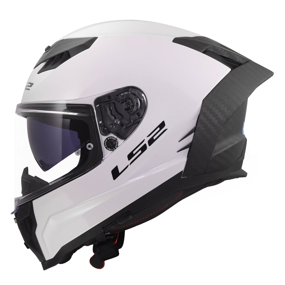 Dragon Carbon Solid Full Face Helmet with SunShield - Gloss White Product View