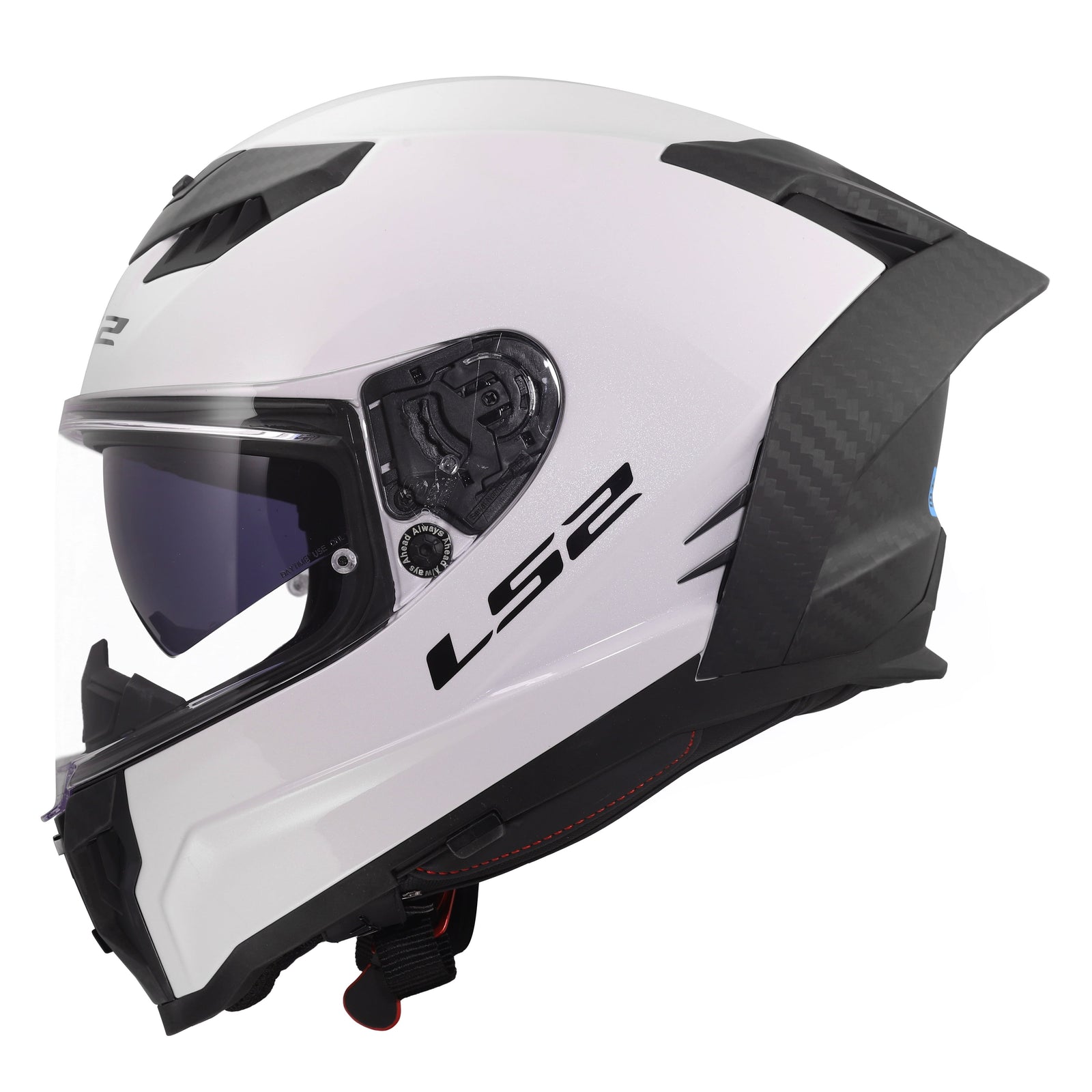 Dragon Carbon Solid Full Face Helmet with SunShield - Gloss White Product View