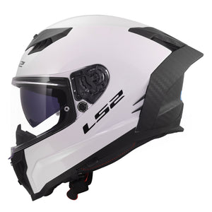 Dragon Carbon Solid Full Face Helmet with SunShield - Gloss White