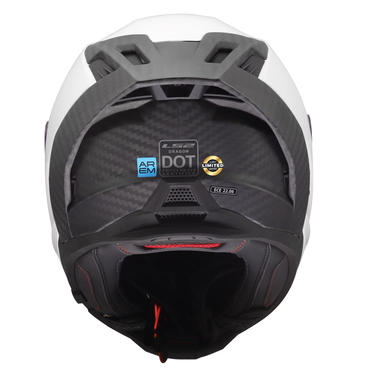 Dragon Carbon Solid Full Face Helmet with SunShield - Gloss White Product View