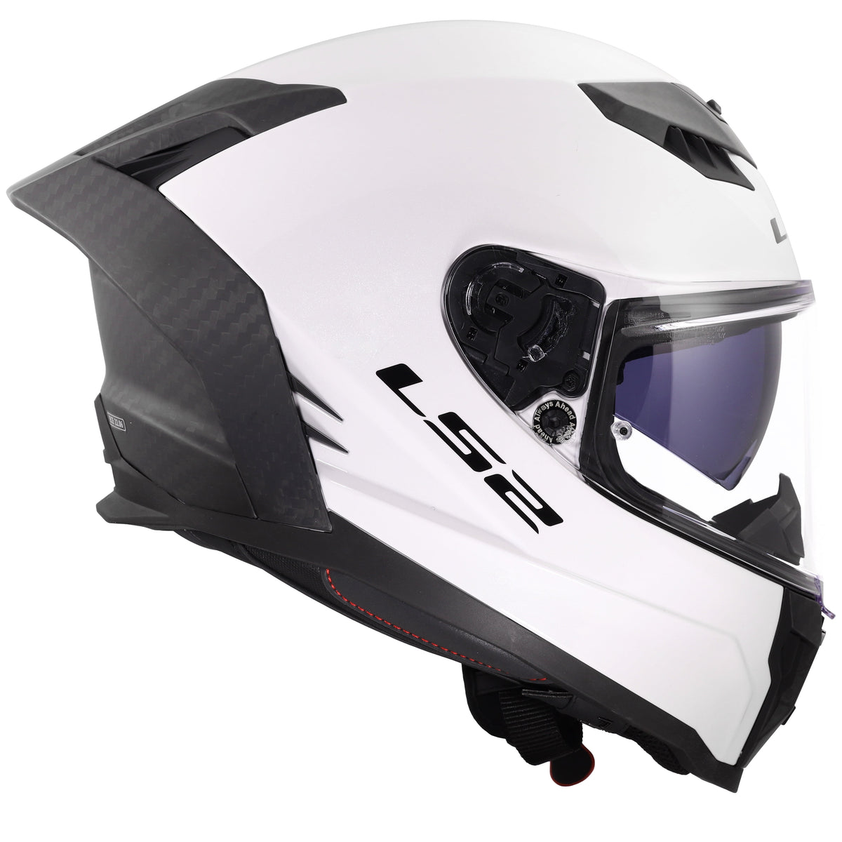 Dragon Carbon Solid Full Face Helmet with SunShield - Gloss White Product View