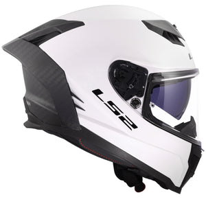 Dragon Carbon Solid Full Face Helmet with SunShield - Gloss White