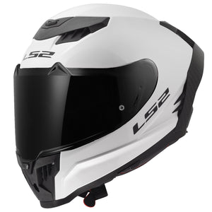 Dragon Carbon Solid Full Face Helmet with SunShield - Gloss White