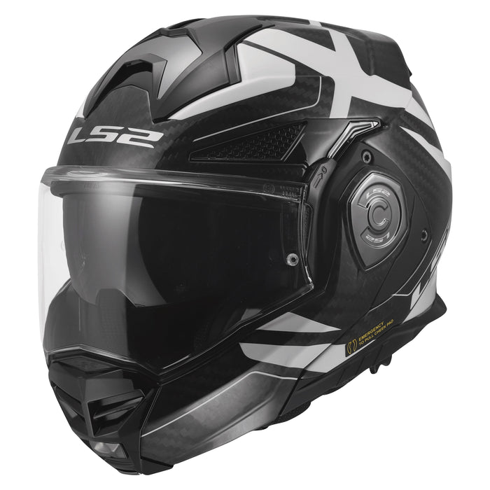 Helmet Advant X Carbon Halo Modular Motorcycle Helmet with SunShield - Gloss Black/White Product View