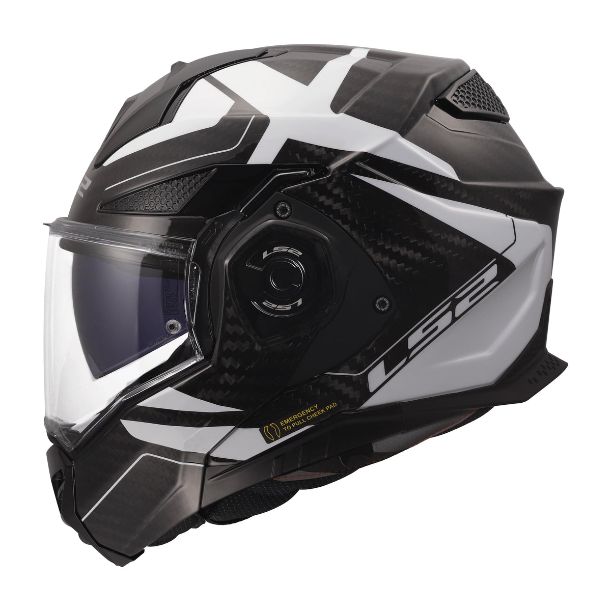 Helmet Advant X Carbon Halo Modular Motorcycle Helmet with SunShield - Gloss Black/White Product View