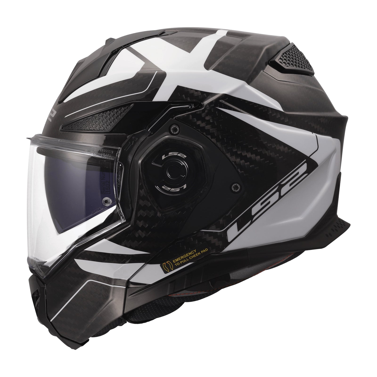 Helmet Advant X Carbon Halo Modular Motorcycle Helmet with SunShield - Gloss Black/White Product View