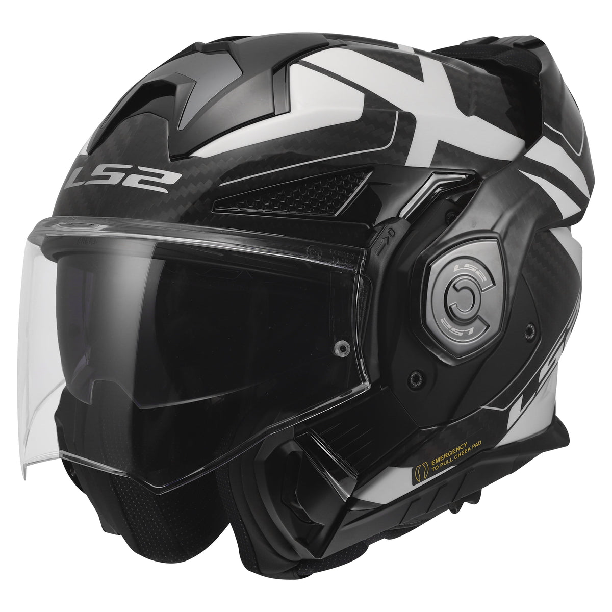 Helmet Advant X Carbon Halo Modular Motorcycle Helmet with SunShield - Gloss Black/White Product View