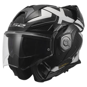 Helmet Advant X Carbon Halo Modular Motorcycle Helmet with SunShield - Gloss Black/White