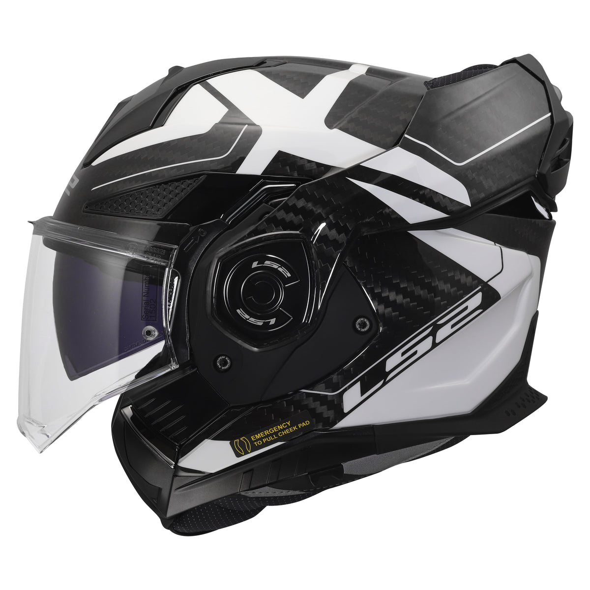 Helmet Advant X Carbon Halo Modular Motorcycle Helmet with SunShield - Gloss Black/White Product View