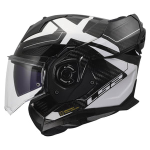 Helmet Advant X Carbon Halo Modular Motorcycle Helmet with SunShield - Gloss Black/White