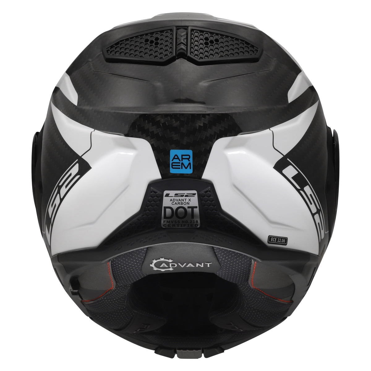 Helmet Advant X Carbon Halo Modular Motorcycle Helmet with SunShield - Gloss Black/White Product View