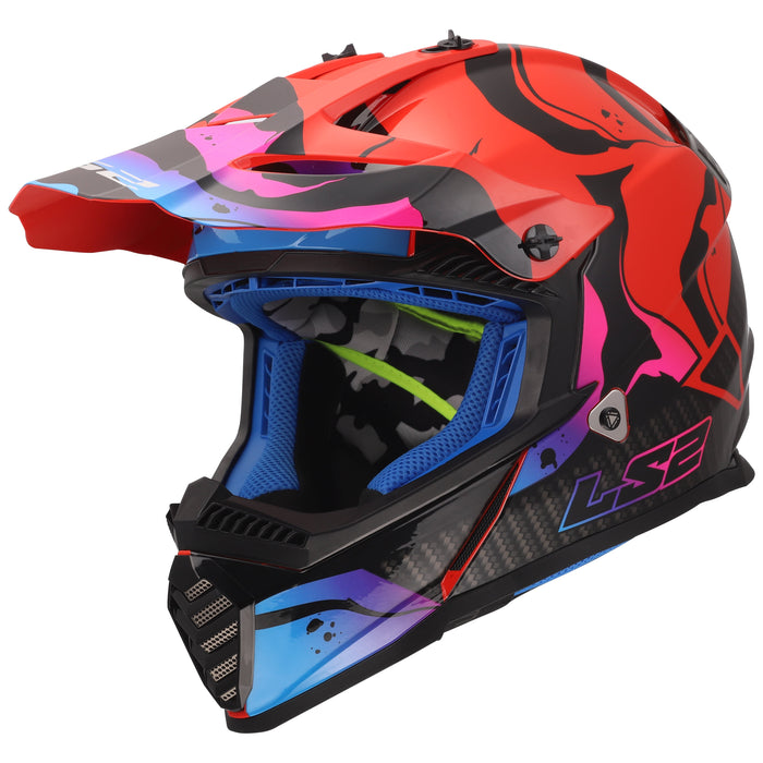 Youth Wash Full-Face MX Helmet - Gloss Red/Blue/Purple Product View