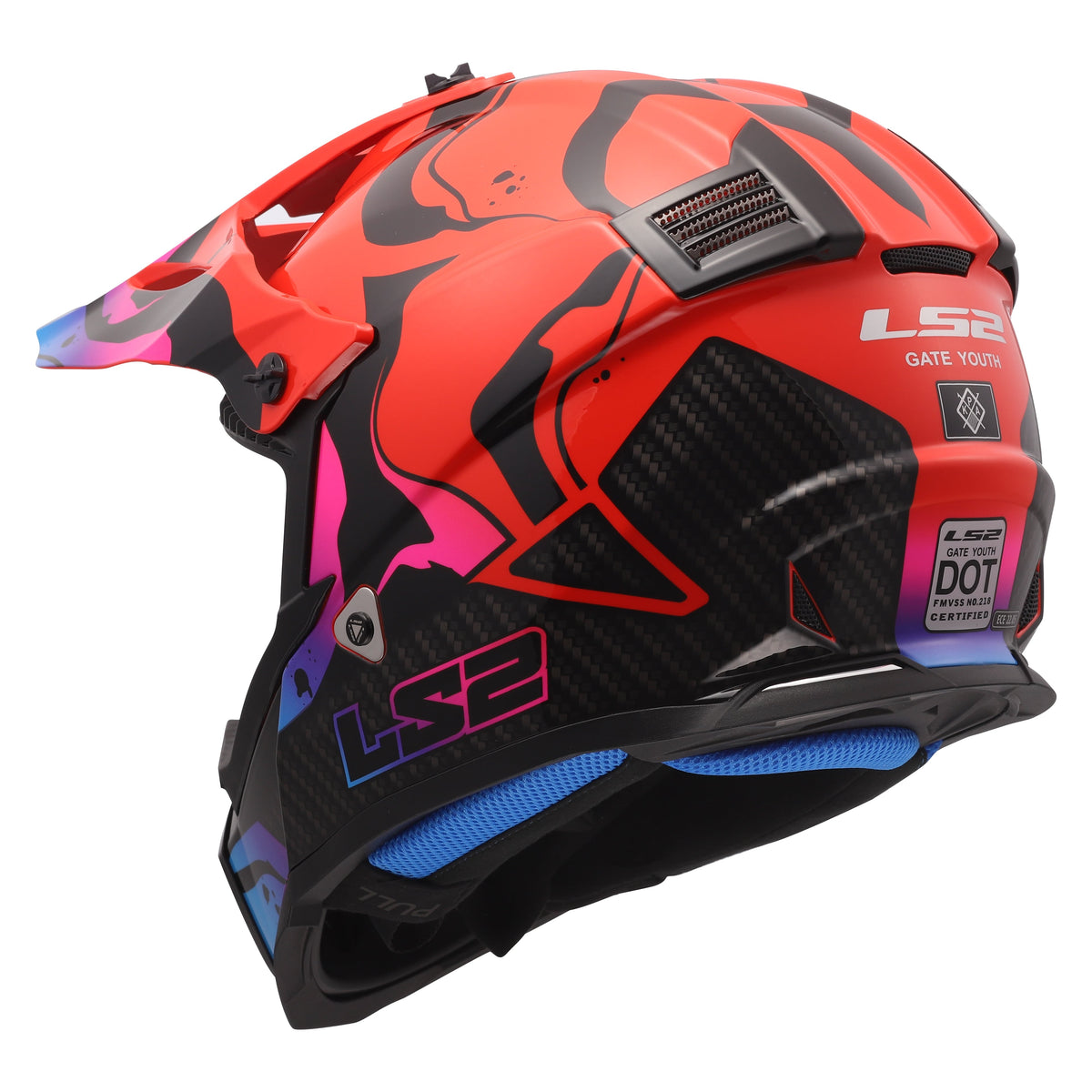 Youth Wash Full-Face MX Helmet - Gloss Red/Blue/Purple Product View