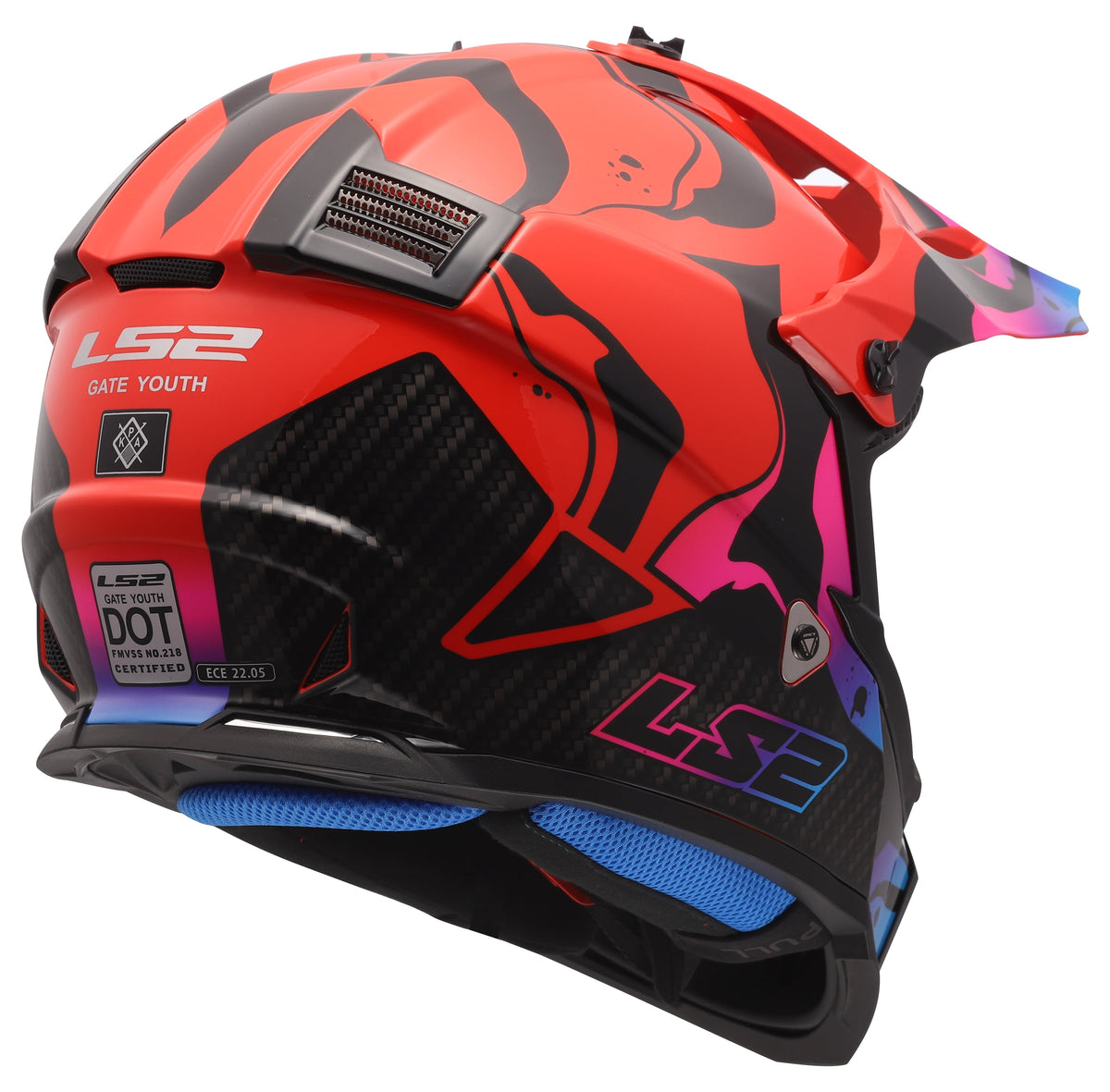 Youth Wash Full-Face MX Helmet - Gloss Red/Blue/Purple Product View