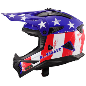 Gate II Battle Scar Full Face MX Motorcycle Helmet - Gloss Red/White/Blue