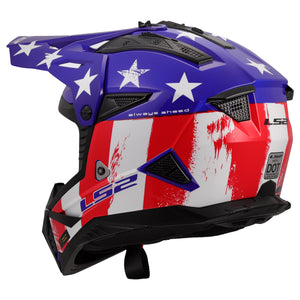 Gate II Battle Scar Full Face MX Motorcycle Helmet - Gloss Red/White/Blue