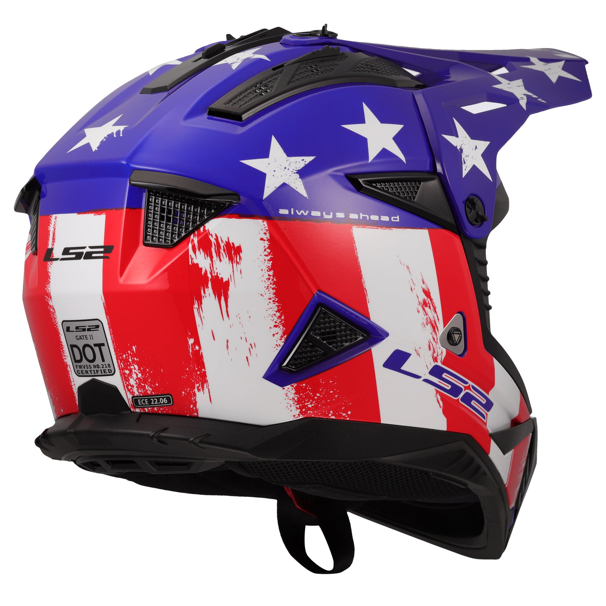 Gate II Battle Scar Full Face MX Motorcycle Helmet - Gloss Red/White/Blue Product View