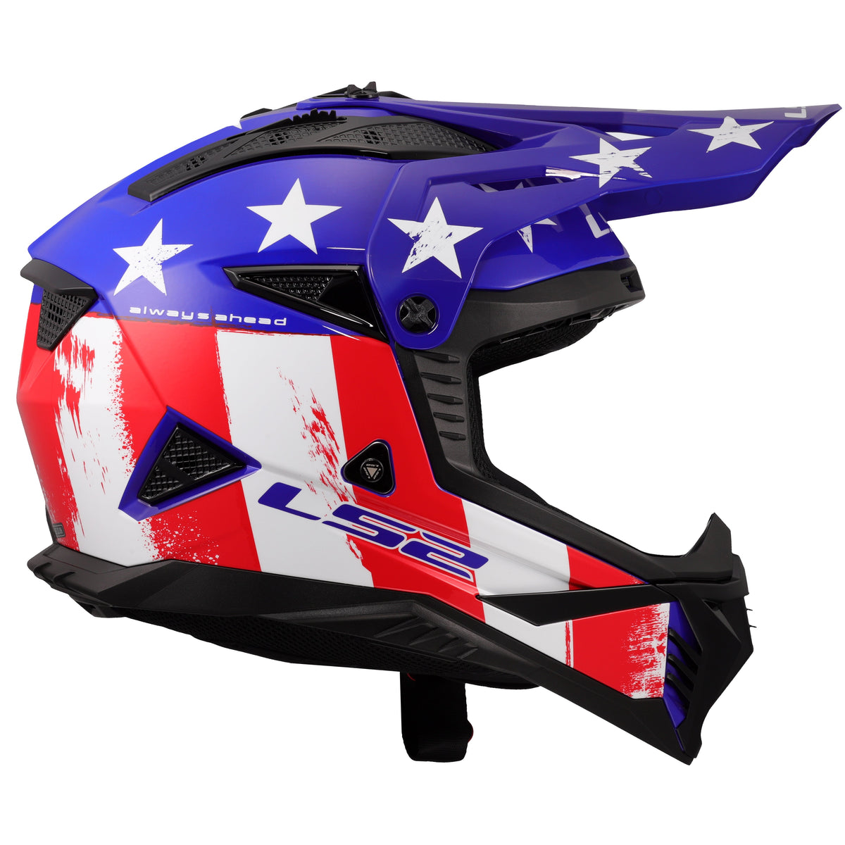 Gate II Battle Scar Full Face MX Motorcycle Helmet - Gloss Red/White/Blue Product View