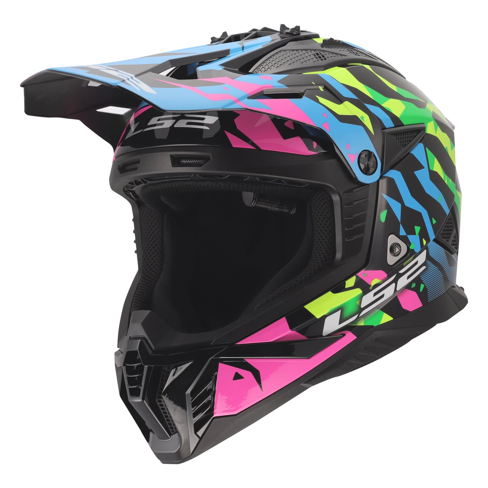 Helmet Gate II Electra Motocross Helmet - Gloss Blue/Pink/Green Product View