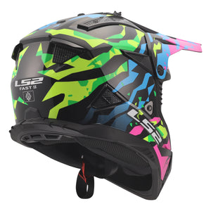 Helmet Gate II Electra Motocross Helmet - Gloss Blue/Pink/Green