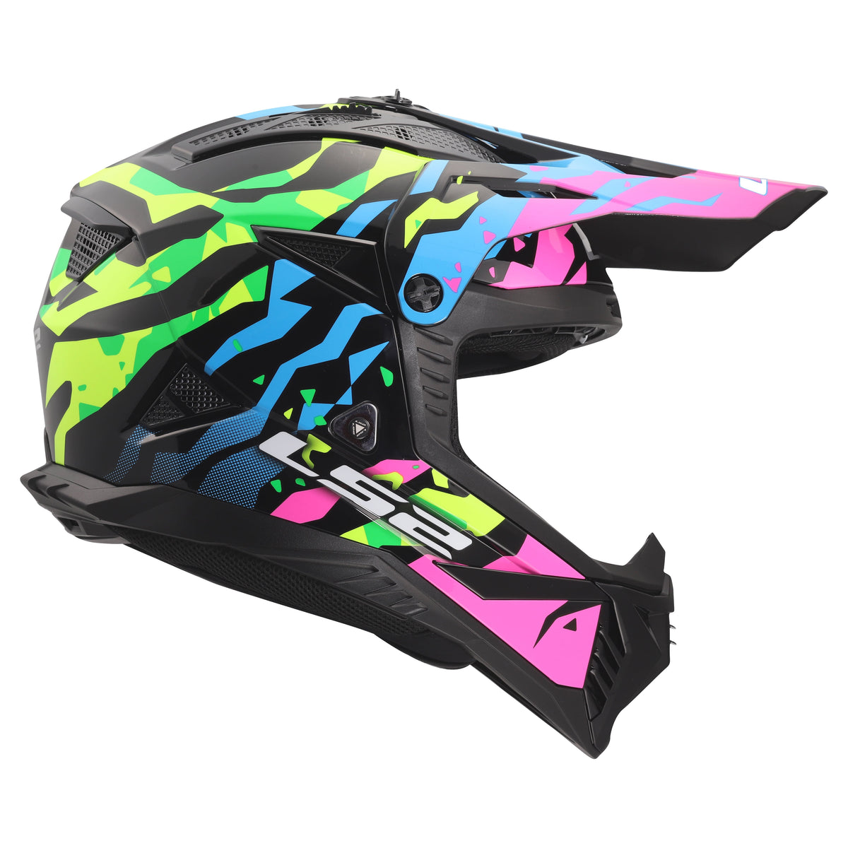 Helmet Gate II Electra Motocross Helmet - Gloss Blue/Pink/Green Product View
