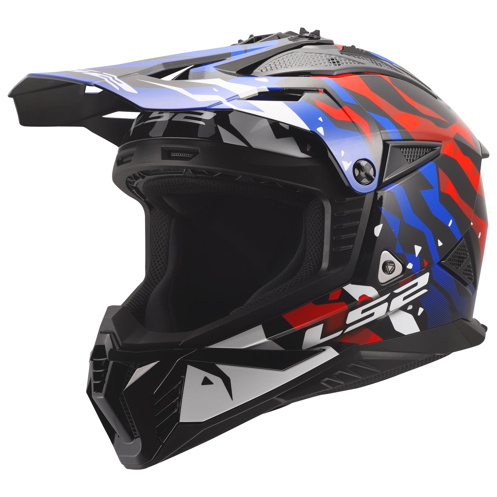 Helmet Gate II Electra Motocross Motorcycle Helmet - Gloss White/Blue/Red Product View