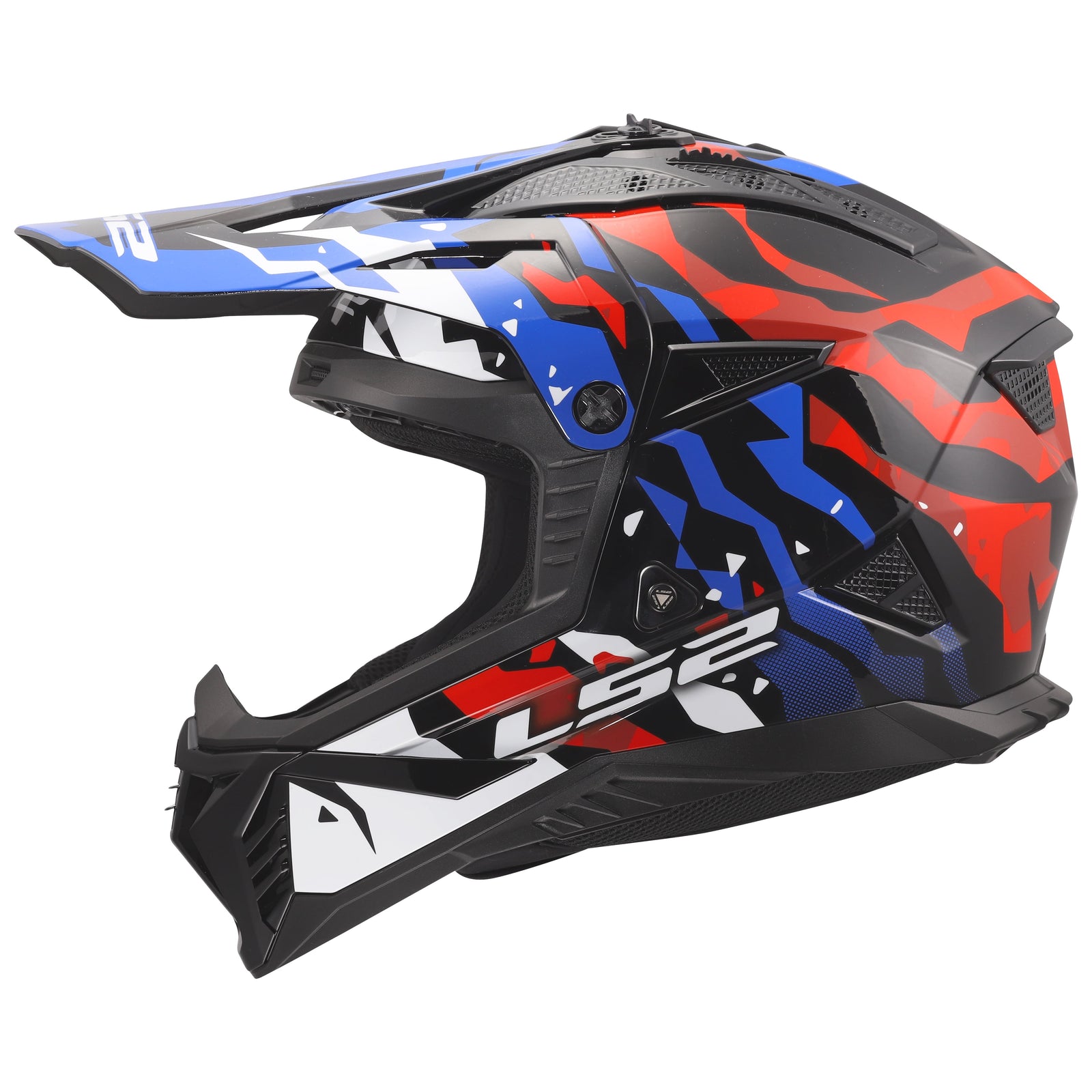 Helmet Gate II Electra Motocross Motorcycle Helmet - Gloss White/Blue/Red Product View
