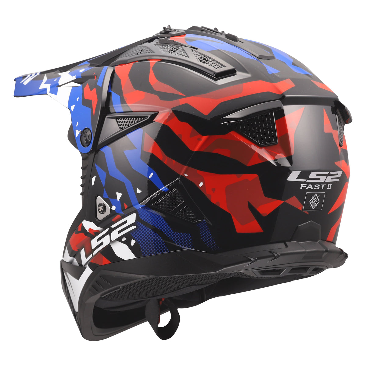 Helmet Gate II Electra Motocross Motorcycle Helmet - Gloss White/Blue/Red Product View