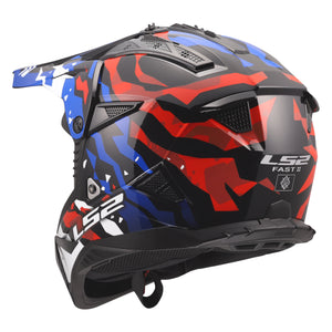 Helmet Gate II Electra Motocross Motorcycle Helmet - Gloss White/Blue/Red